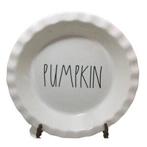 Rae Dunn Pumpkin‎ Pie Plate Artisan Collection Ceramic White Round Fluted Edge